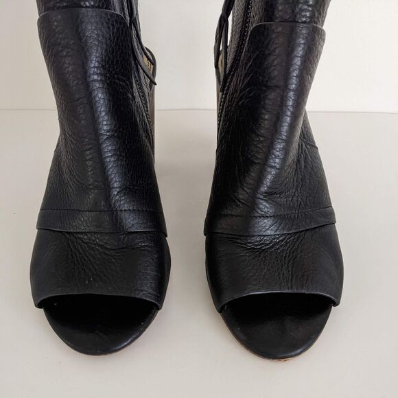 Splendid Darlene ll Black Leather Peep Toe Block Heel Sandals 9 - Picture 3 of 12